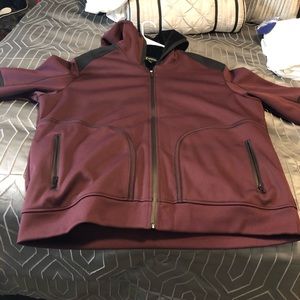 burgundy zip up stylish hoodie